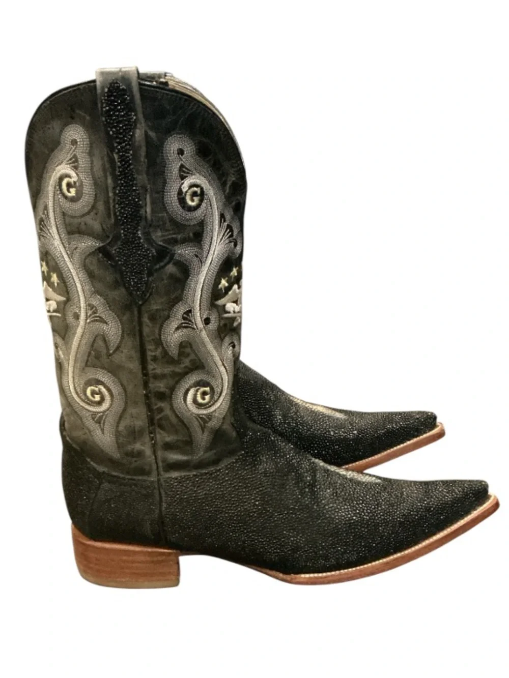 Rare authentic El General Men’s Exotic Stingray Black leather boots sz 9.5